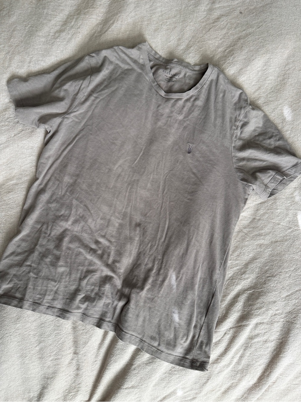 AllSaints Men's Short Sleeve Crew Tee — Light Grey